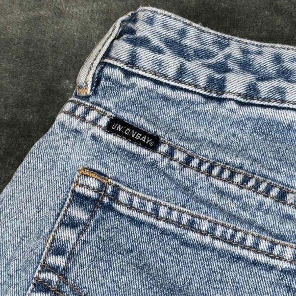 Vintage Unionbay Cut Off Shorts Women 7 Blue Denim Logo Cotton Mid Rise Beach - Picture 4 of 9